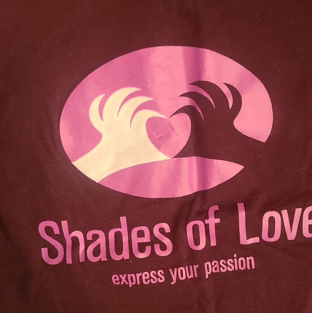 Shades of love by bella 3/4 length t shirt purple pink white sz small - Picture 2 of 5